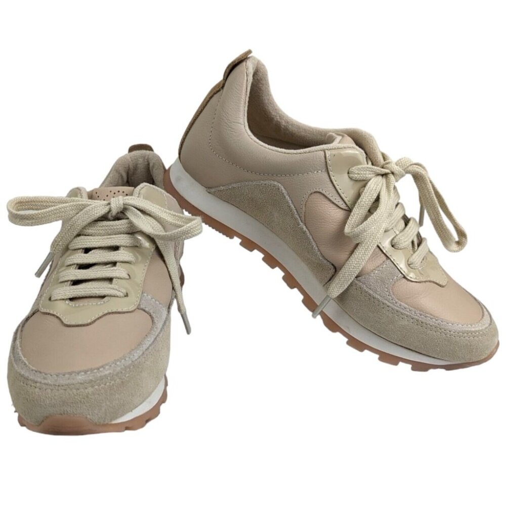Yosi Samra Paige Sneaker Women Size 7 Taupe Multi Lace-Up Athletic Casual Shoes